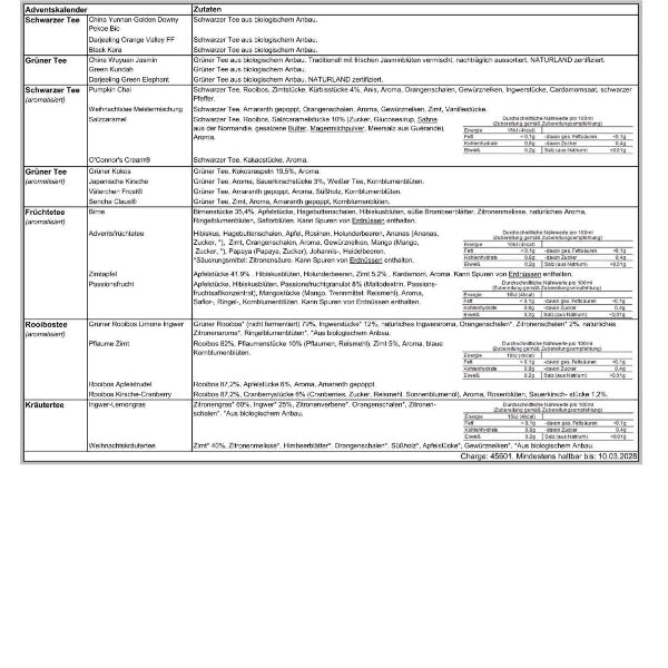 Adventskalender 24 Teeproben