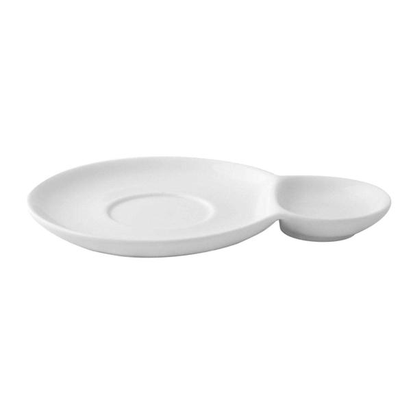 Soucoupe blanche avec plateau