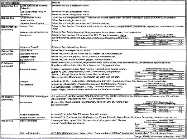 Adventskalender Tee 2025